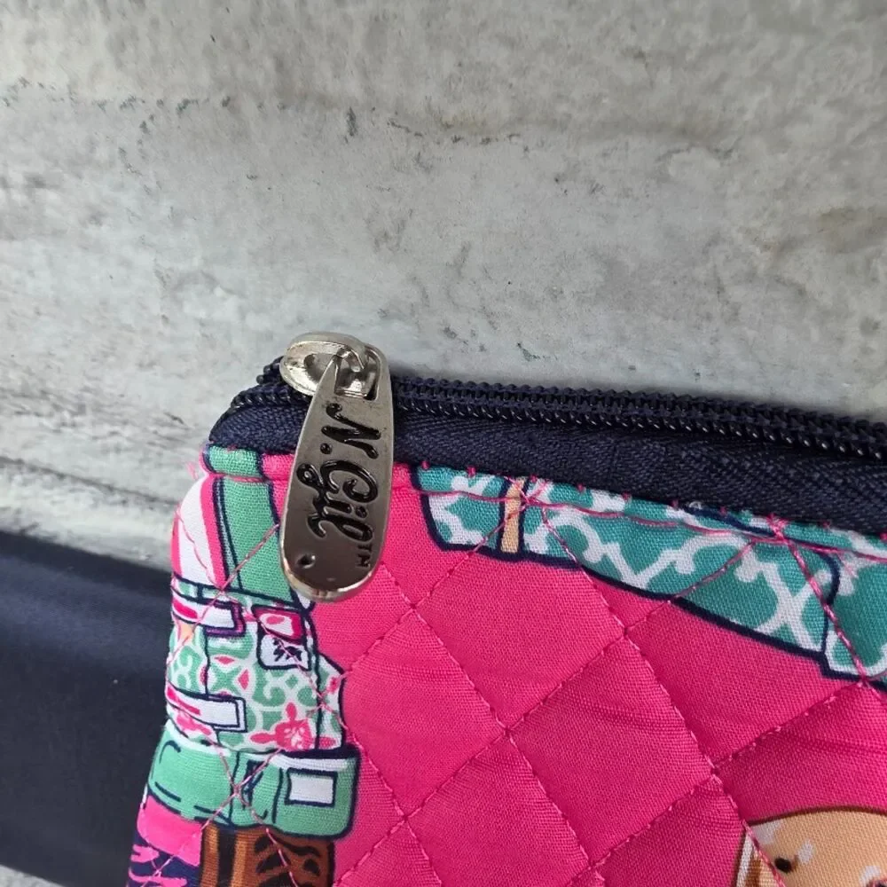 N.Gil Quilted Tote Bag Set Pink Golden Retriever Puppy Dog Print 3 Piece NWT